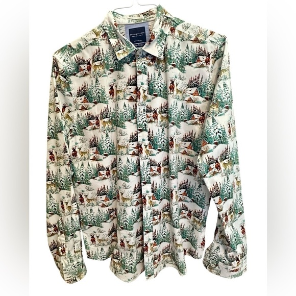 Denim & Flower Other - Denim And Flower Ricky Singh Deer Snow Cabin Button Down - Mens Large